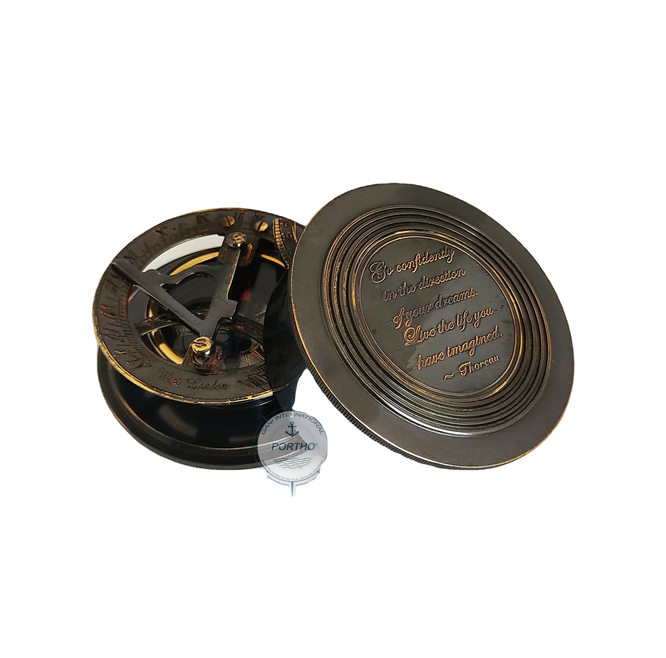 Nautical Brass Sundial Compass Antique Style Marine Camping Hiking