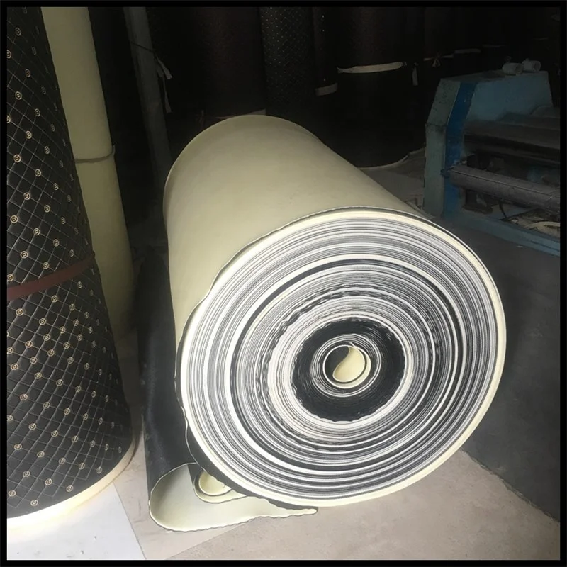 Quilted Foam Fabric Faux Leather Thick Sponge Backing Faux Leather Diamond Fluted Car Seating Vehicle Upholstery Fabric