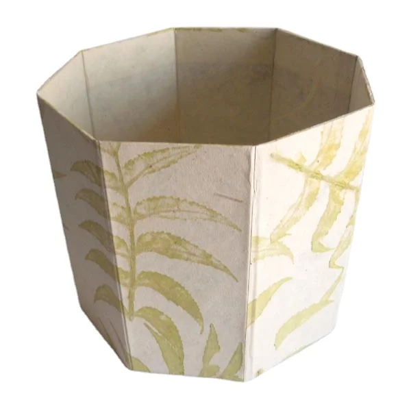 Hemp fiber paper Handmade leaves impressions all over flower pots customize Foldable planters for Decoration and Gifting