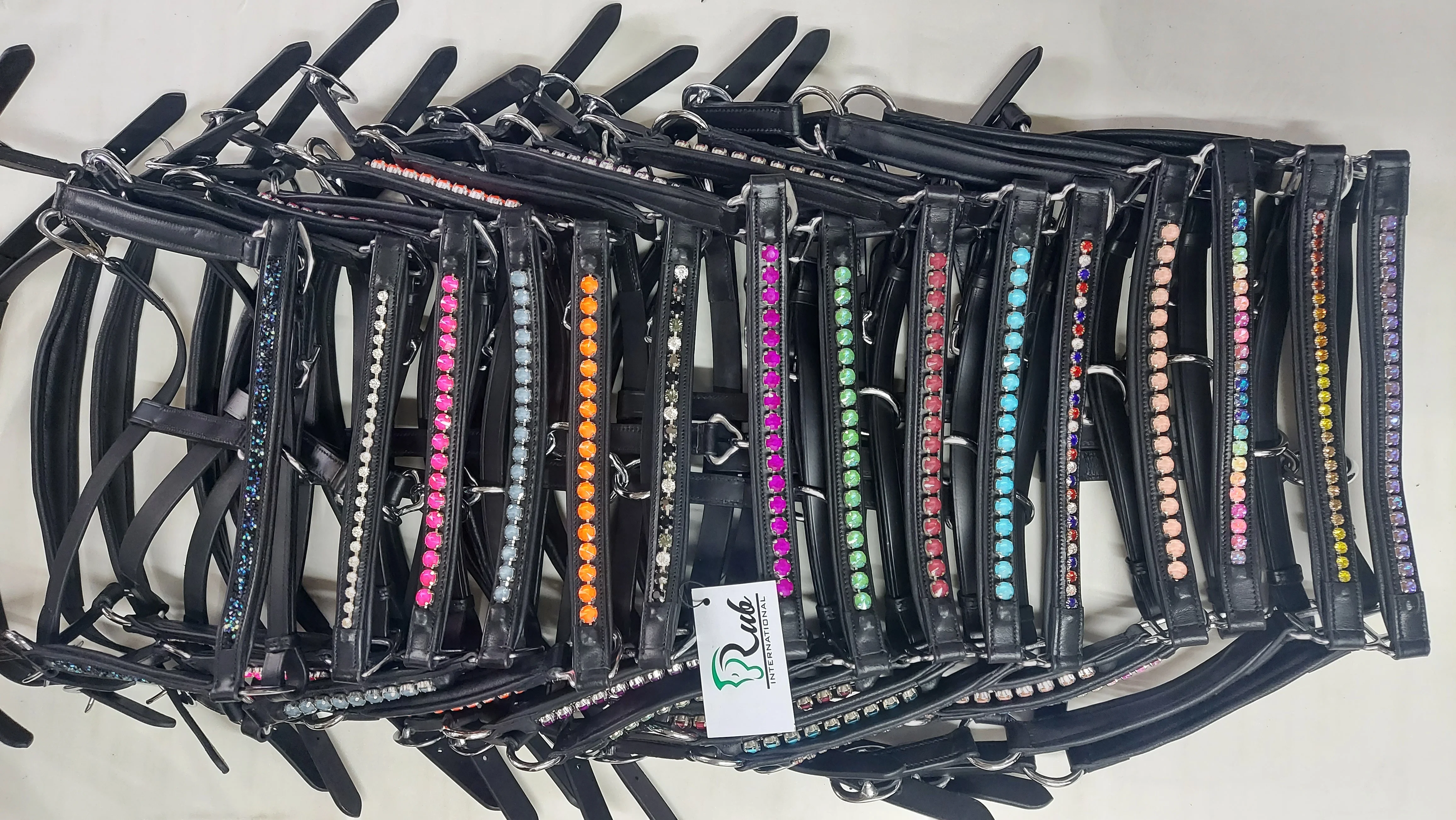 Black Leather Horse Halter Kellyy Green Brass Fitting Horse Halter Genuine leather Horse Padded Halter Fancy Stitched Leather Ho