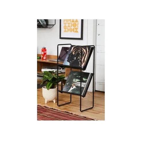 Metal Wire Mesh Magazine And Books Holder Stand Leather and Metal Magazine Rack Holder for Desktop Office Hotel and Restaurant