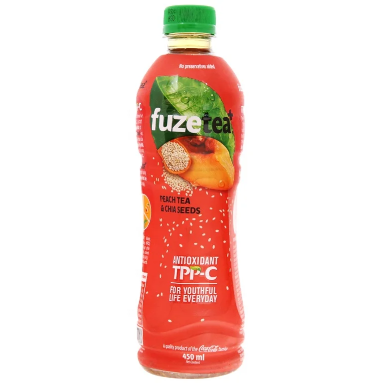 FUZETEA PEACH TEA AND CHIA SEEDS BOTTLE 450ML/FUZETEA PEACH FLAVOR TEA DRINKS/VIETNAM TEA DRINKS WHOLESALE