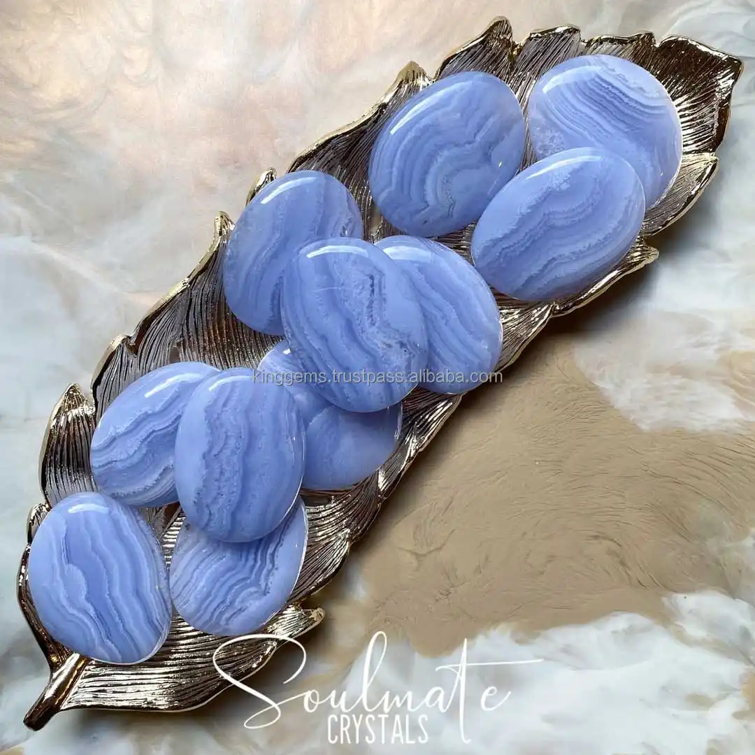 HIGH QUALITY CRYSTAL BLUE LACE AGATE PALM STONE GEMSTONE CRYSTAL PALM STONE FOR MEDITATION HEALING BLUE LACE AGATE PALM STONE