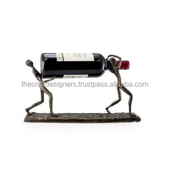 India Craft Human Arts Wine Bottle And Holder Decorative Anti Slip Display Metal Iron Wire Beer Bottle Stand Single Piece