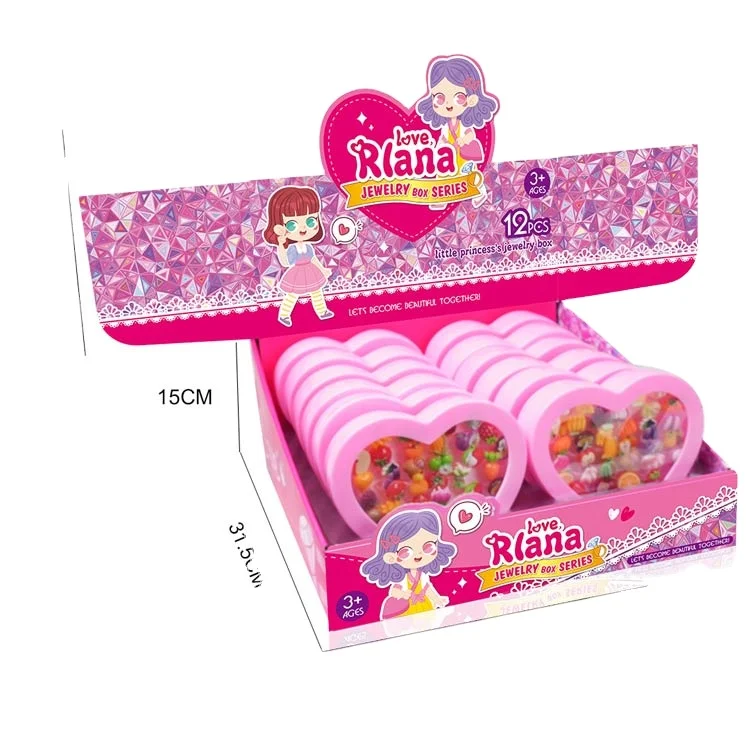 Fashion Metal Pink Ring Boxing Ring for Kids Wholesale Plastic Zinc Alloy Heart Silver Plated Agate Engagement Rings 3 Pcs/box