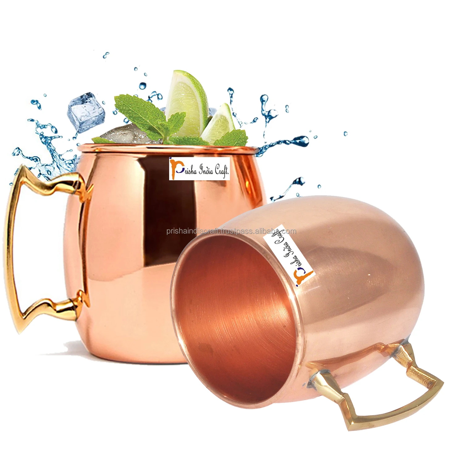 Factory direct sale Moscow Mule Copper Mugs 16 oz  Set of 1 Pure  Copper Handcrafted Pure Food Safe Copper Mug Cups