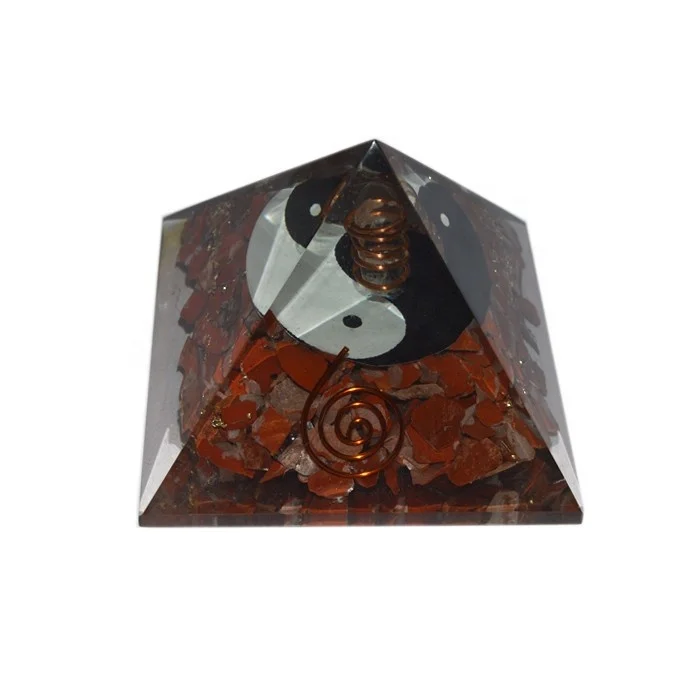 Semiprecious Natural Stone Affordable Red Carnelian Ying Yag Orgone Pyramid for EMF Protection | Online Store Orgone pyramid buy