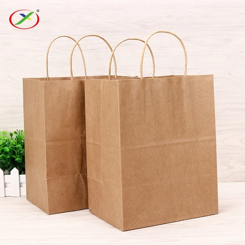 China OEM factory  wholesale customized kraft paper shopping  packing bags with your own logo printing