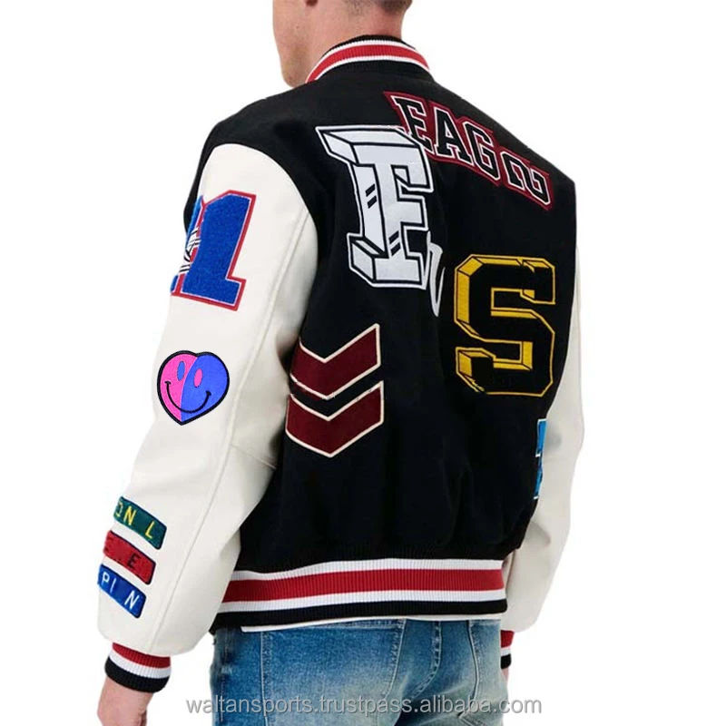 OEM custom varsity jacket for men New winter chenille embroidery baseball letterman jackets leather sleeves streetwear