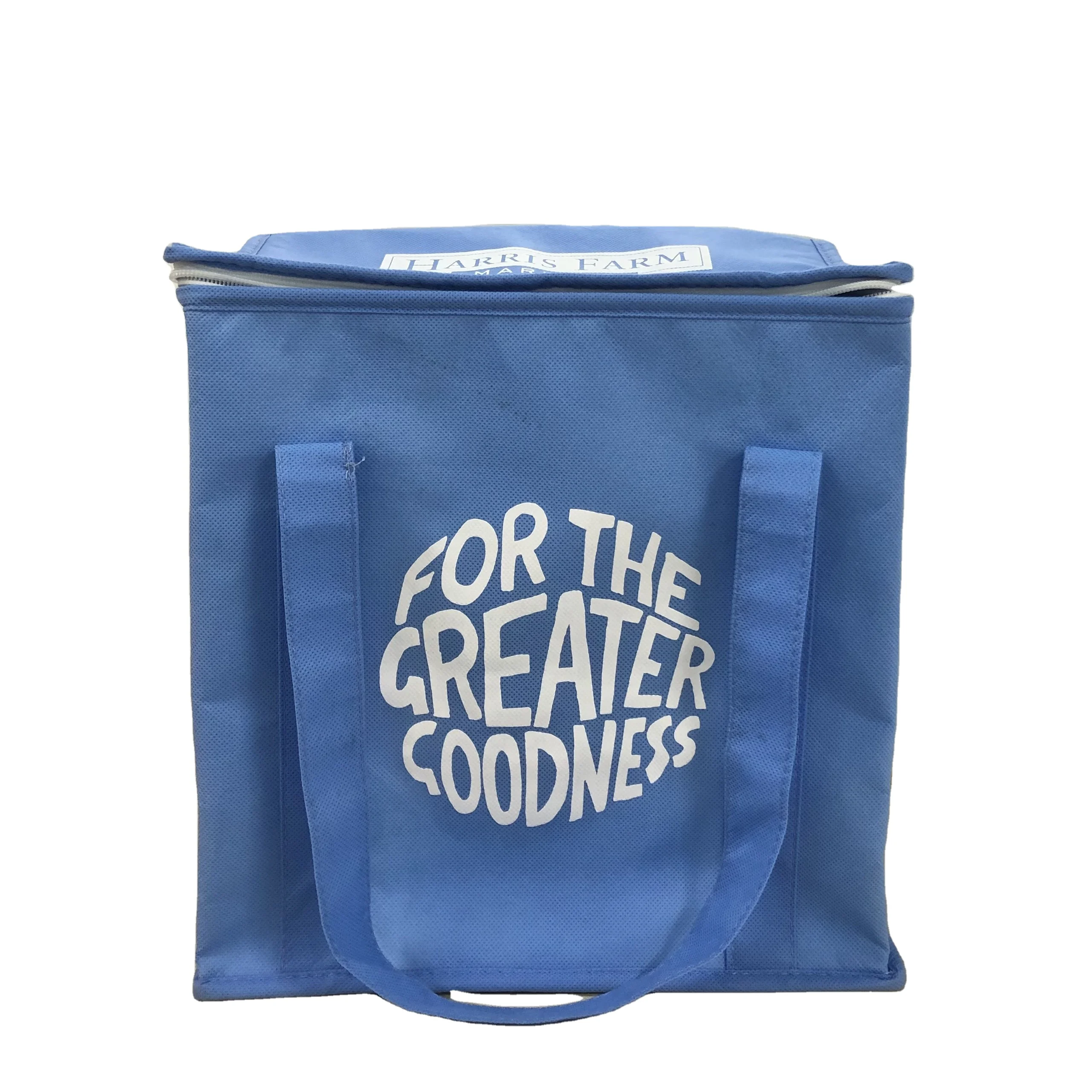 Colorful Customize Design Insulated PP Non Woven Outdoor Food Delivery Cooler Bag with Zipper Waterproof High Quality