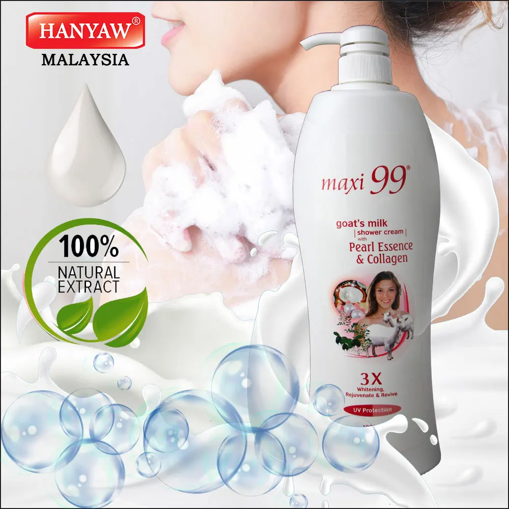 [Malaysia] Fast Shipping Maxi 99 Body Wash Shower Cream Goat Milk with Pearl & Collagen ( 12 x 1000 ml /Ctn )