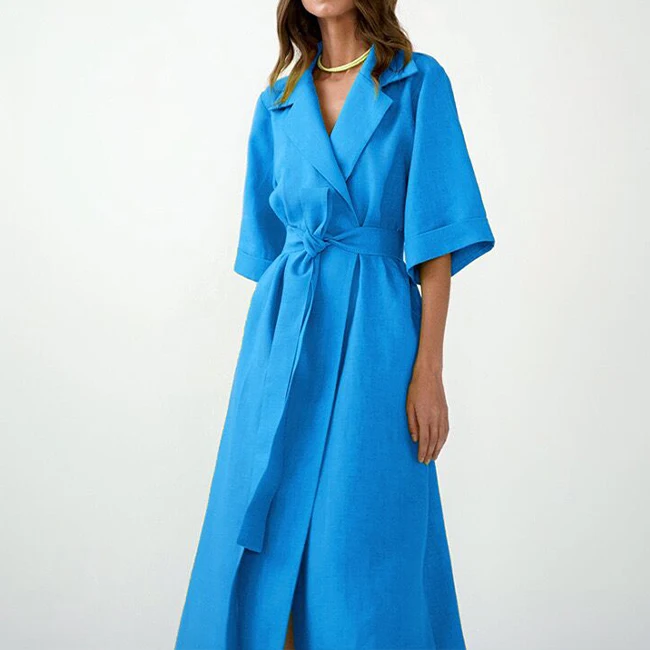 Natural Linen Maxi Dresses clothing White Beach Long Custom Linen Dresses Women Autumn Wrap Casual Summer Dress for Women