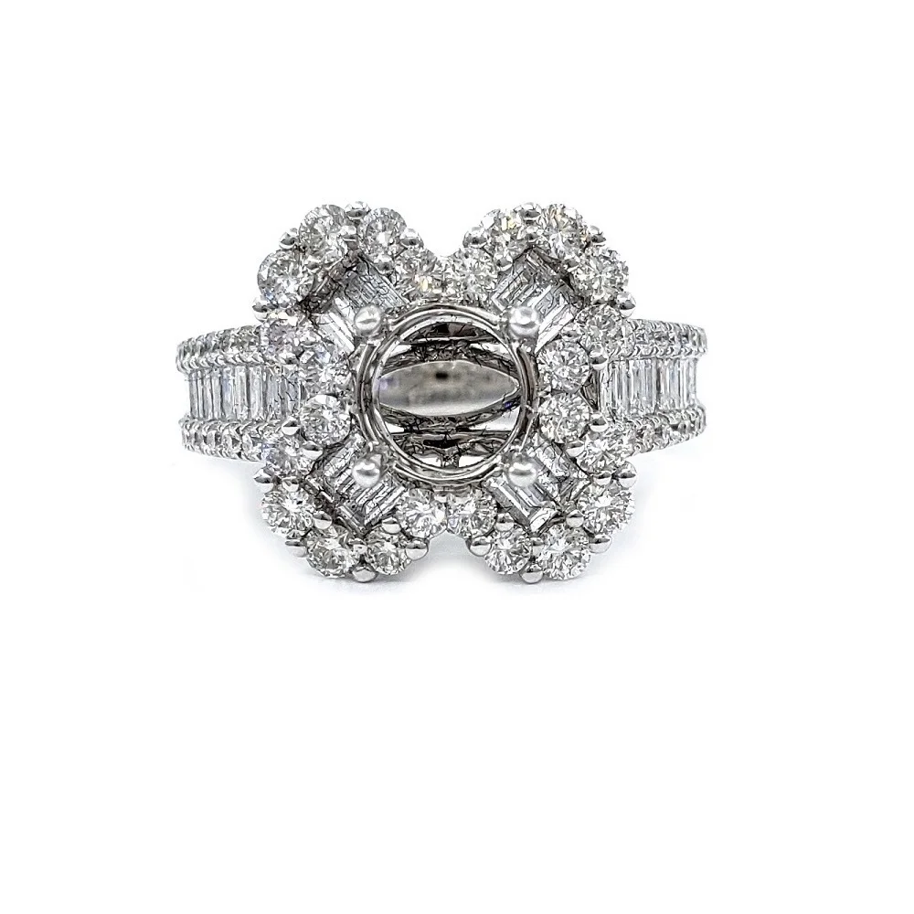 China Wholesale Skillful High Quality Platinum White Gold Real Diamond Round Shape Elegant Engagement Ring For Female Gift