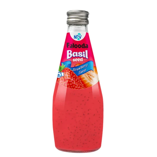 Supplier Falloda Brand offers 290 ml glass bottle of Basil Seed Drink with Rose Flavor Certified with ISO HALAL certifications.
