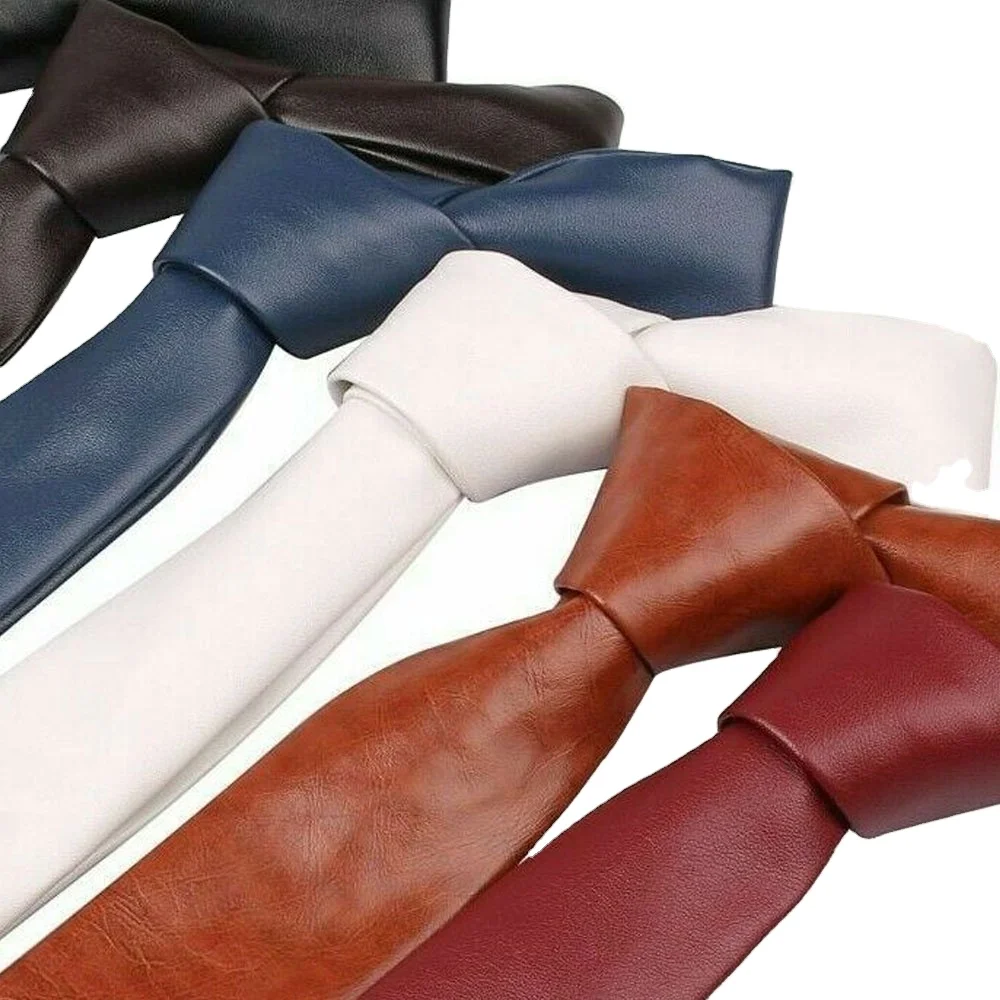 Модный тонкий мужской Кожаный Галстук