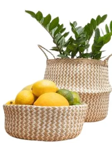 Woven Basket Sustainable Wholesales Seagrass Basket  - Belly basket with lid - Home decor - Handicraft in Vietnam
