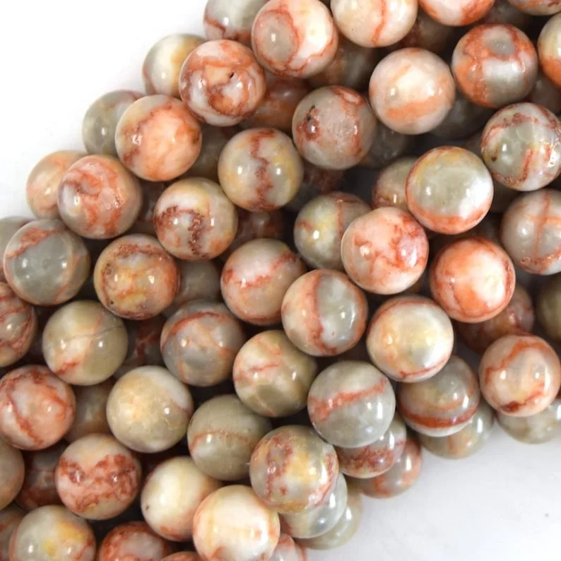 Factory Price Natural Red Spider Web Jasper Stone Round 8mm Beads Line For Making Jewellery (48 Beads line)