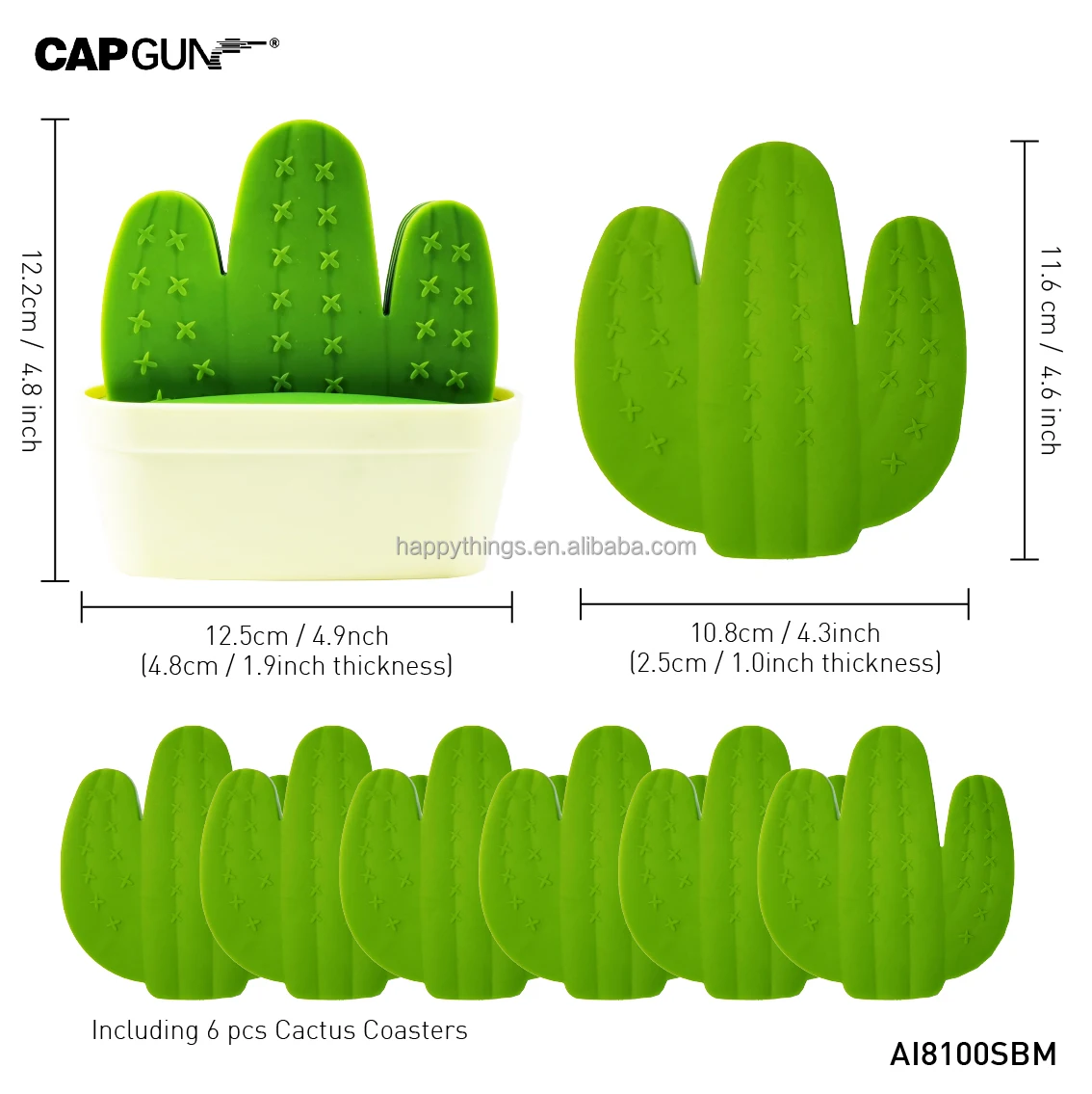 Оптом Пользовательский логотип новинка нескользящая Мягкая резиновая подставка С КАКТУСОМ с держателем для горшка