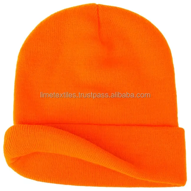 High Quality Winter Hat Embroidery Logo Knitted Beanies Hat / custom rainbow beanies with custom label