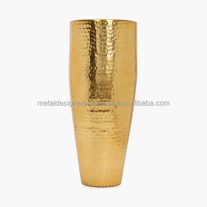Hammered Bottle Vase in Antique Gold Finish Indoor and Outdoor Use Decorative Tableware Floor