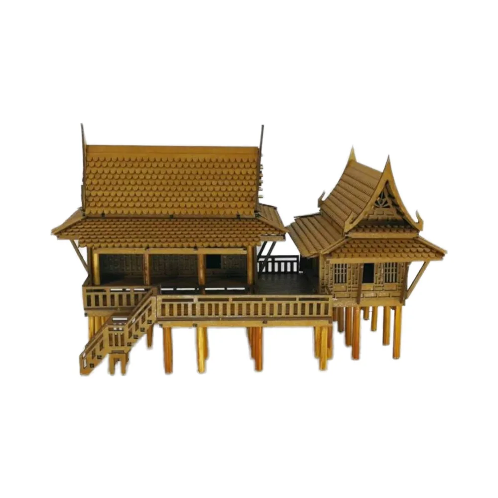 Thai House Miniature Dollhouse Model - Handmade Craft Collectible Toy #1.
