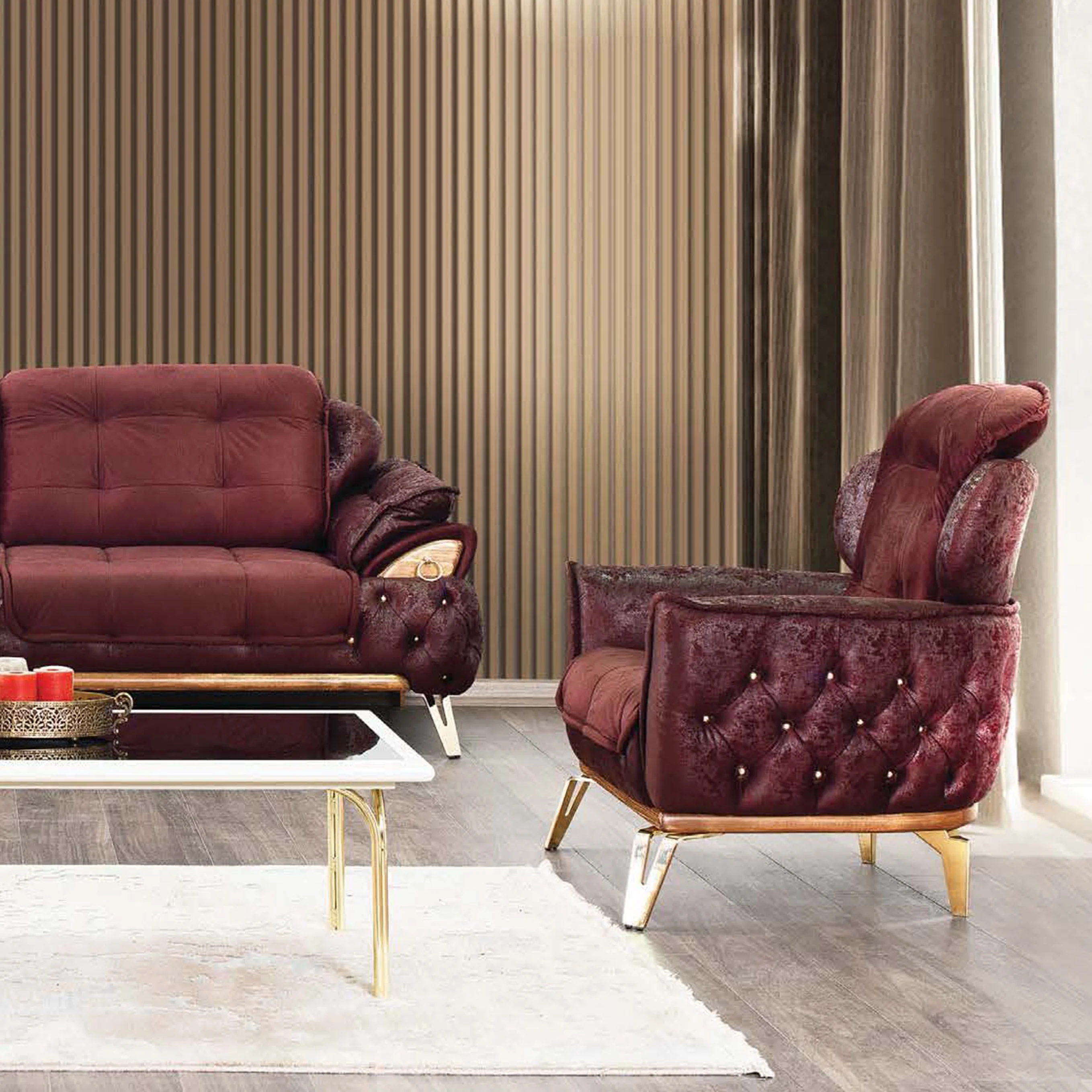 Modern Living Room Furniture Sofa Set Sofa Bed with stainless waterproof Fabric Turkish Furniture Chesterfield Sofa Set with Bed