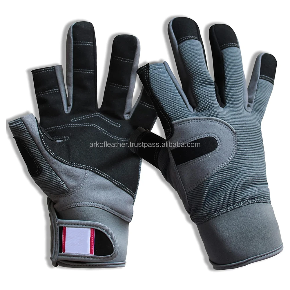 Custom Made Sailing Gloves Leather Palm Boating Fishing Water Gloves With Custom Logo And Design