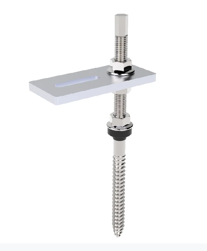 Solar Roof Double Threaded Hanger Bolt Solar Mounting System  Solar Roof Bracket Pitched Tin Roof Adjustable Stud L Foot
