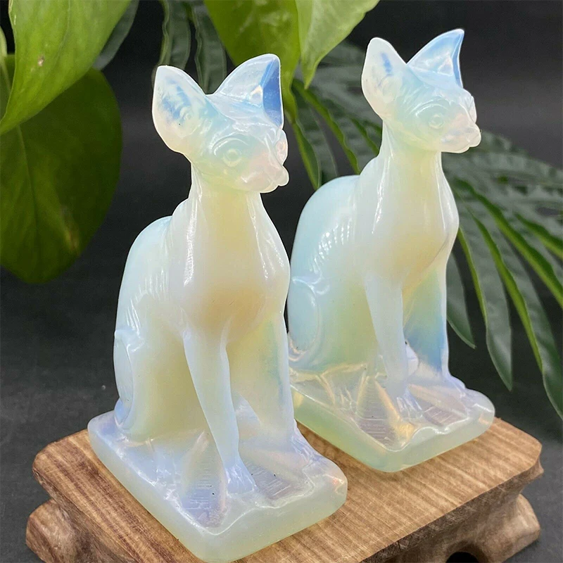 Egyptian Sphinx Hairless Cat Crystal Crafts Animal Themed Carvings Office Home Feng Shui Decoration