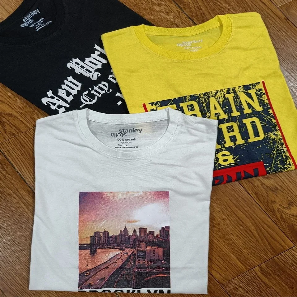 Custom 100% Cotton T-Shirt Heavyweight Oversized Drop Shoulder 220gsm 240gsm 300gsm Summer Branded Apparel Stock Lot Surplus