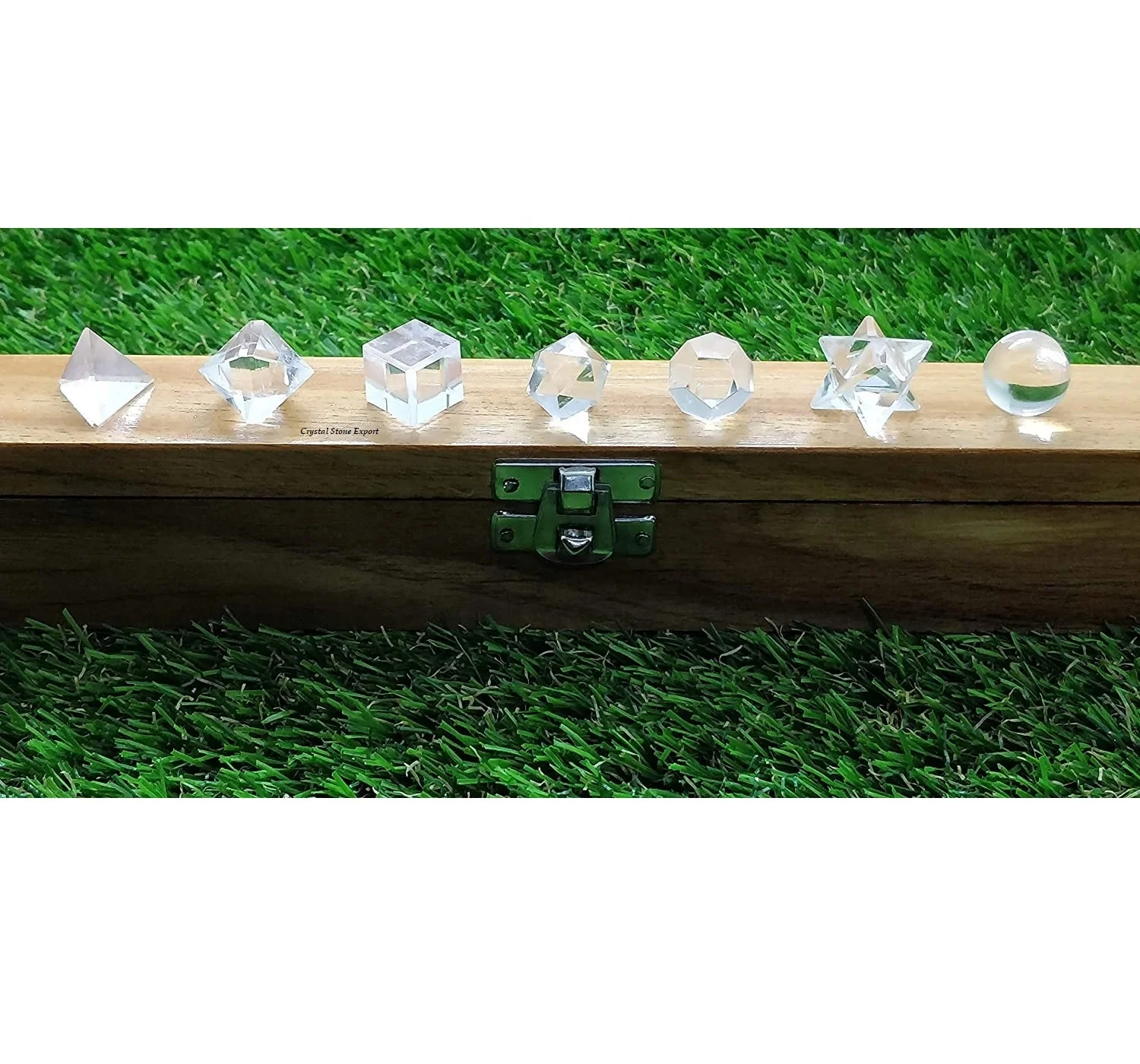 Natural Clear Quartz Crystal Geometry Set Chakra Sacred Geometry Set