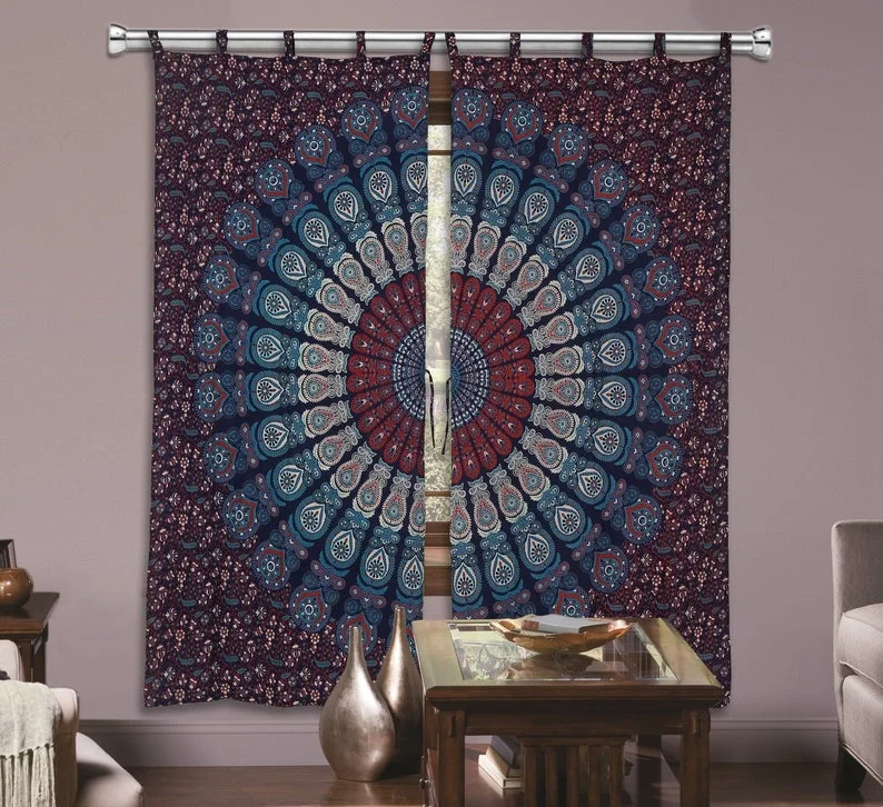 Handmade Mandala Printed Throw Curtain For Home Decor Widow Door Valence Tapestry Living Room Decor Curtain