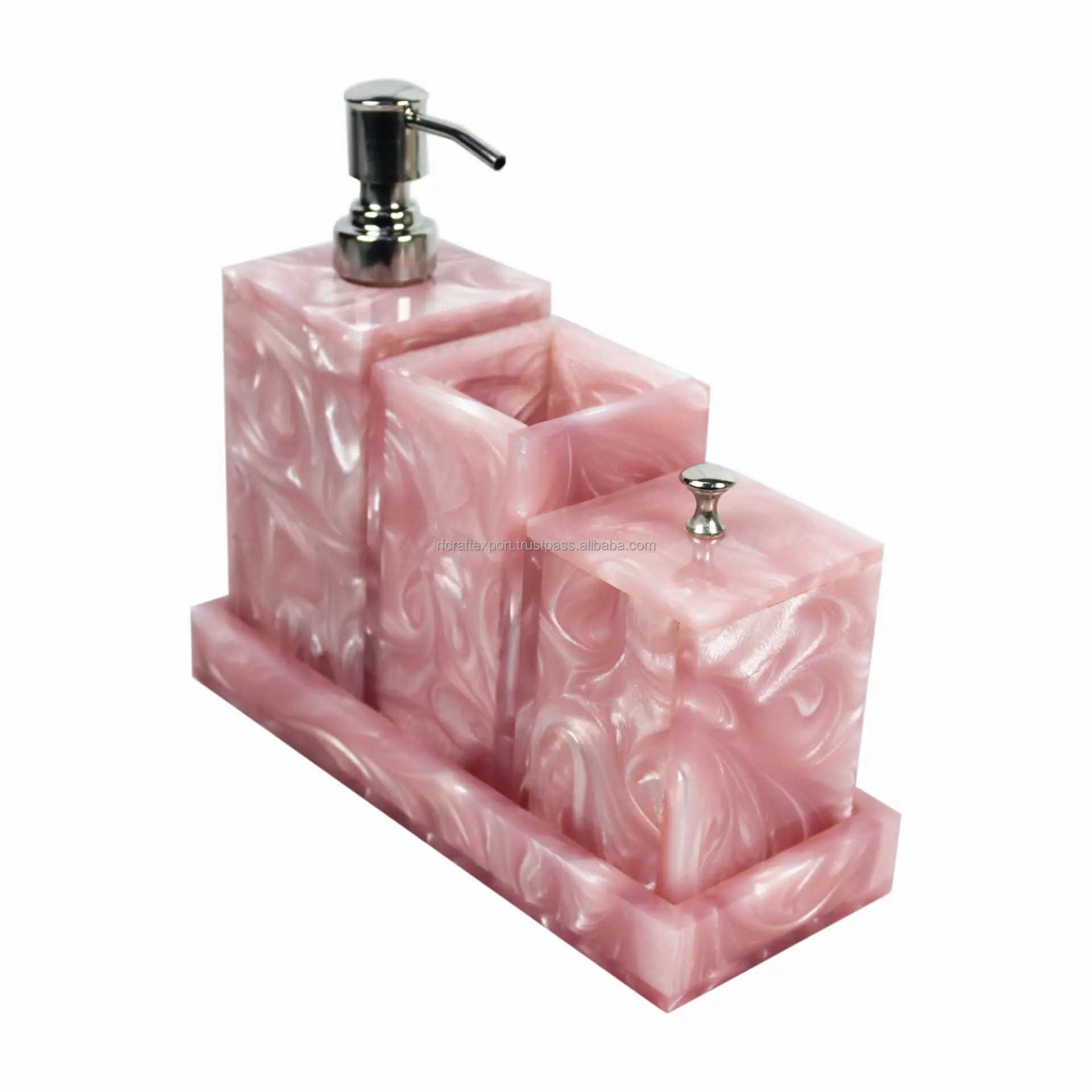 New Luxury pink swirl 4 Piece Resin Bathroom Accessories Set for Home Hotel amenities