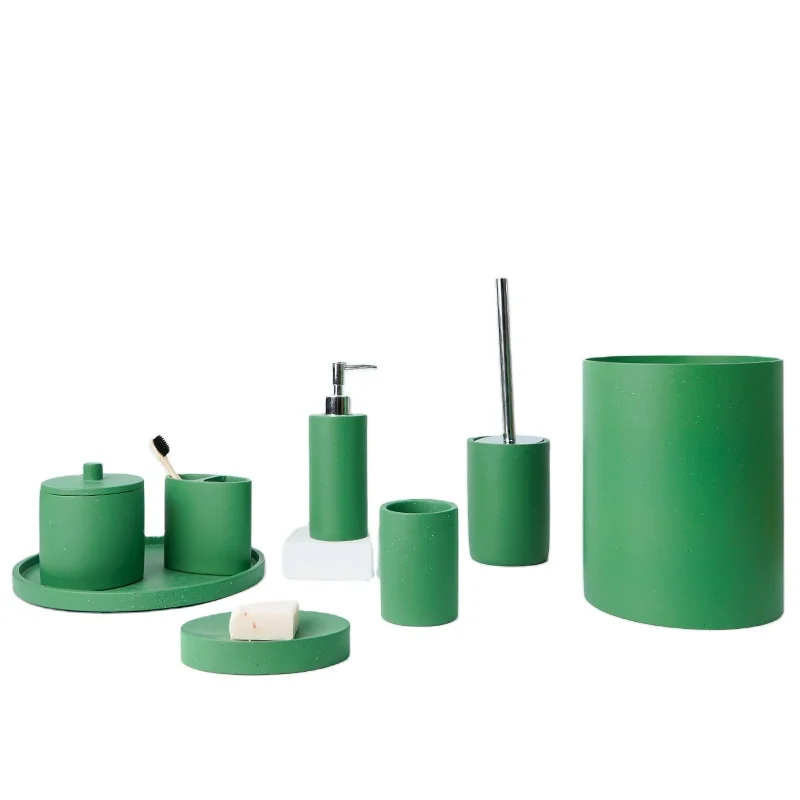 Customizable 8-Piece Resin Eco-Friendly Bathroom Set Toothbrush Holder and Home Hotel Bathroom Supplies Design