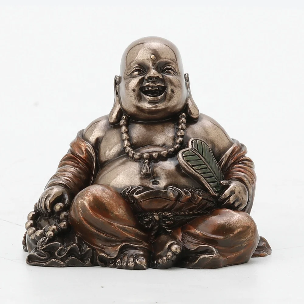 Дизайн VERONESE-Смеющийся Будда (BUDAI) с бусинами и вентилятором-холодная бронзовая отделка