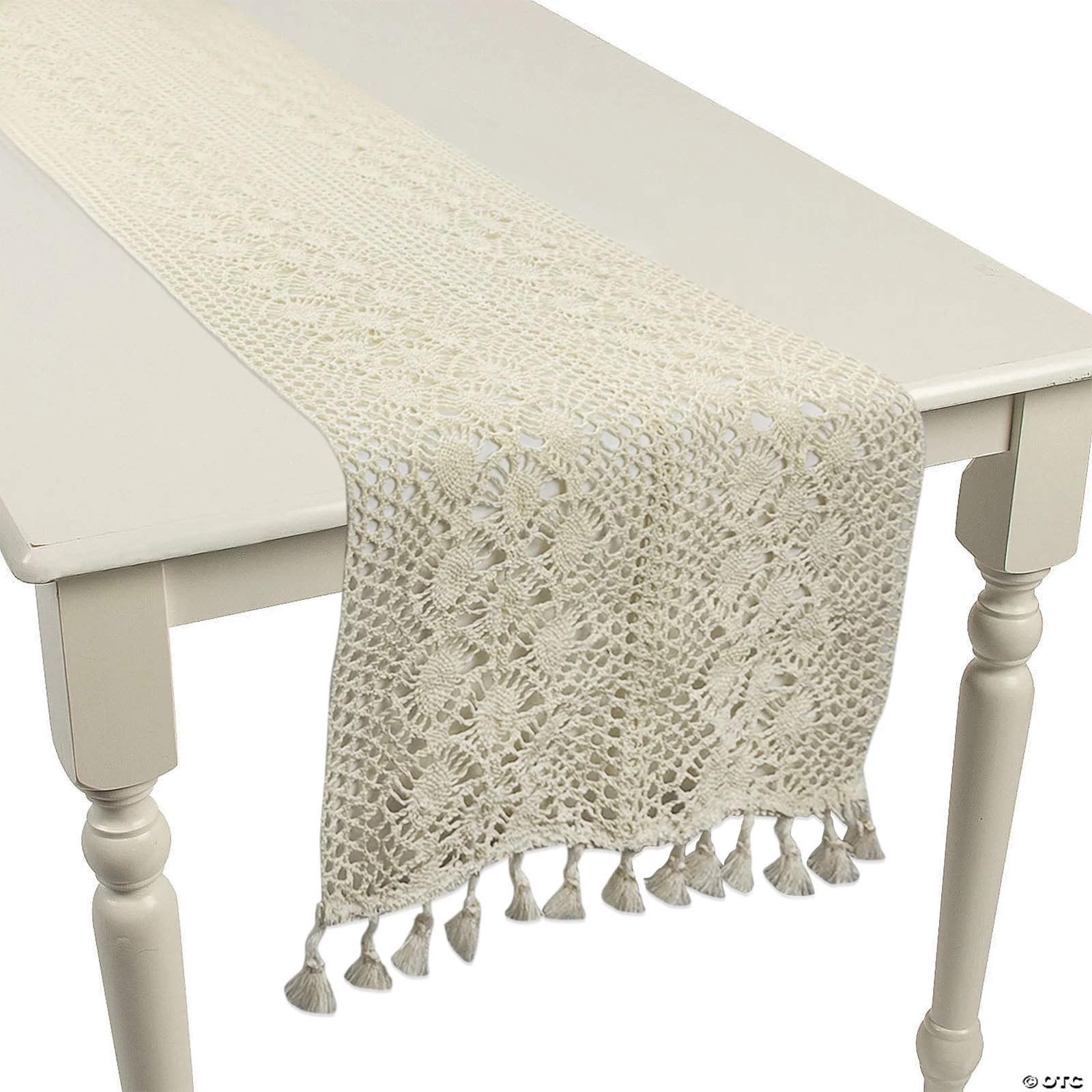 High quality 100% cotton table runner with tassel edge knit hollow table runner