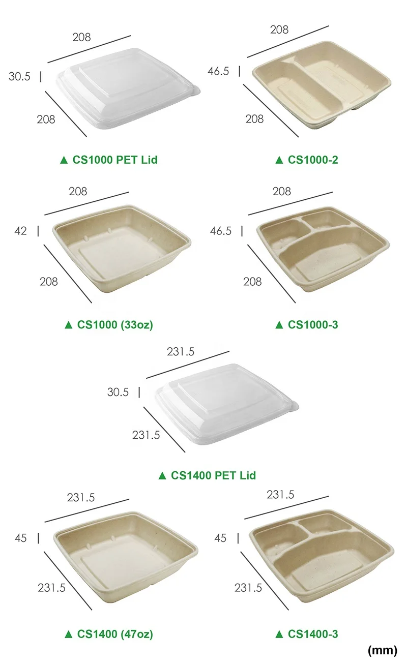 32oz biodegradable food container bagasse packaging for lunch box