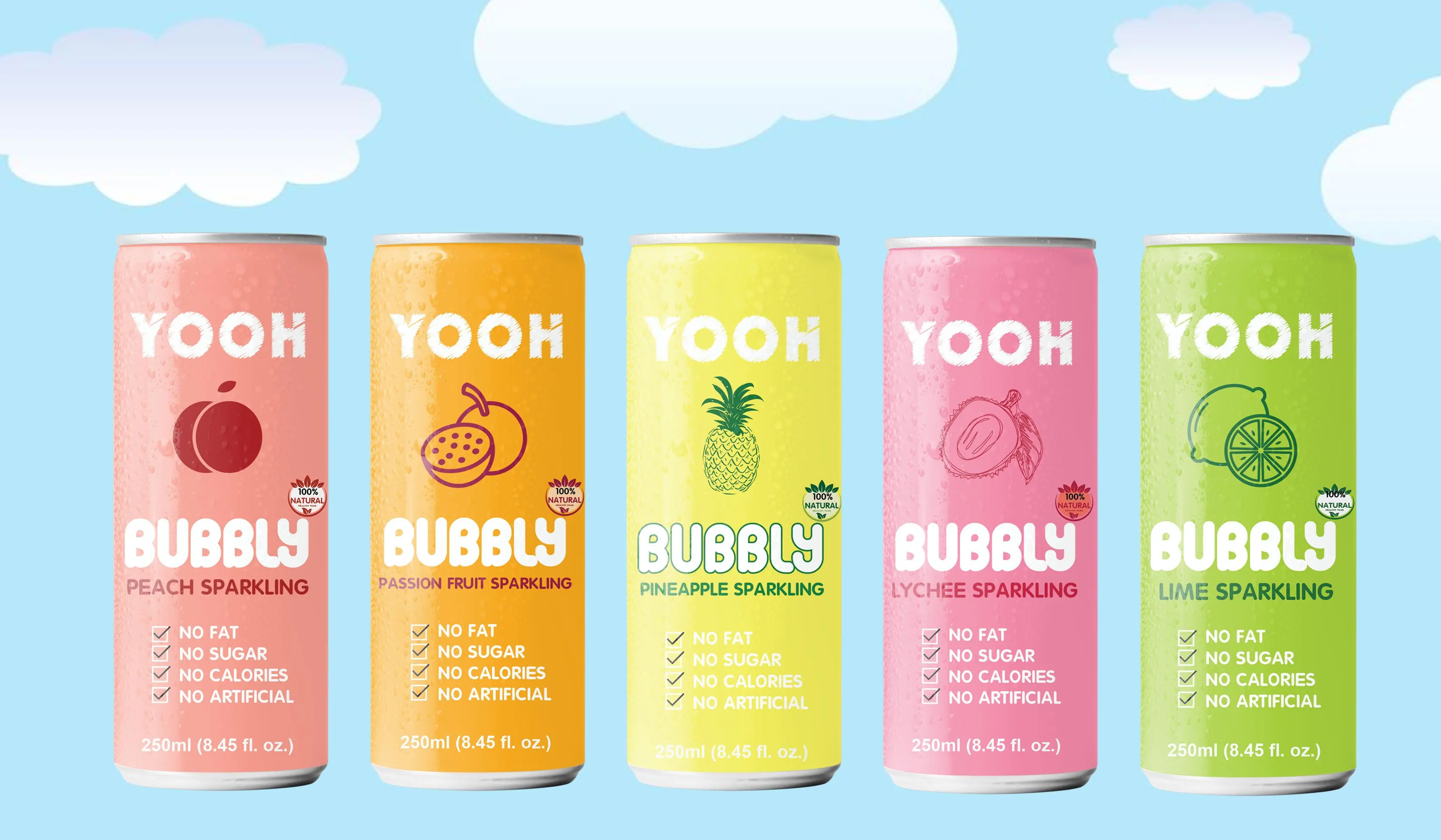 YOOH Sparkling Peach Juice Drink Canned 320ml OEM/ODM Private Label Peach Flavor