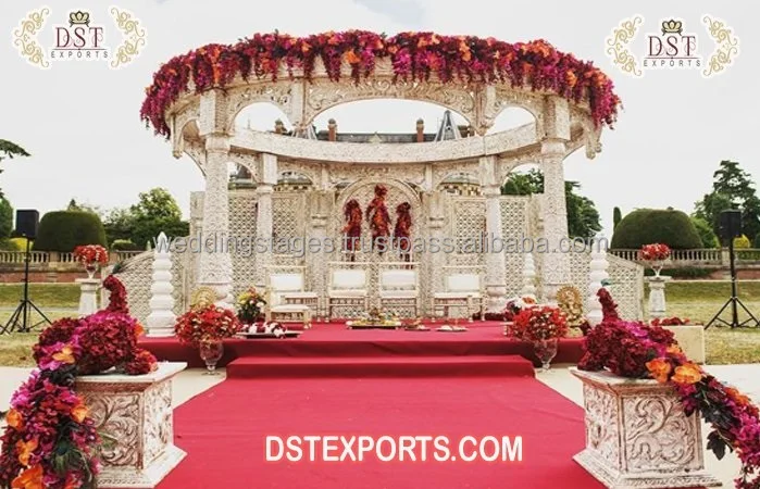 Royal Golden Carved Jodha Akbar Mandap Set Royal Palace Jodha Akbar Wedding Mandaps Hindu Wedding Imperial Mandap Manufacturers