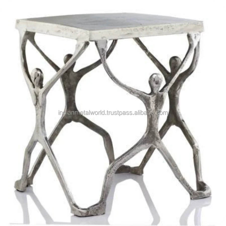 INDIAN METAL WORLD AMOEBA SHAPED BED SIDE TABLE ( WITH GOLD FINISH)