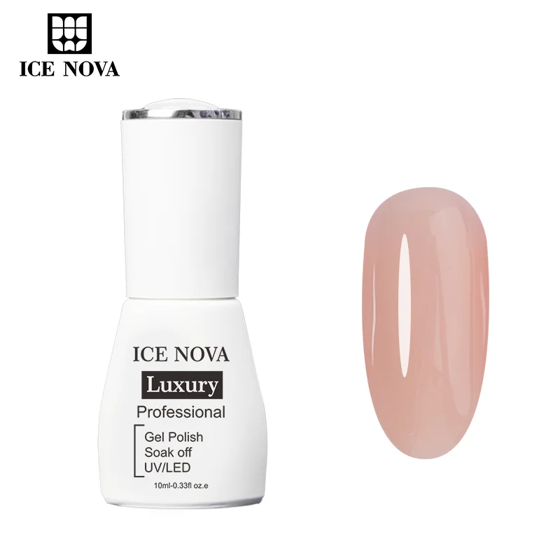 ICE NOVA Private Label Manicure French Rubber Base Coat Nu-de Milky White Thick Uv/led Rubber Base Coat For Nail Salon