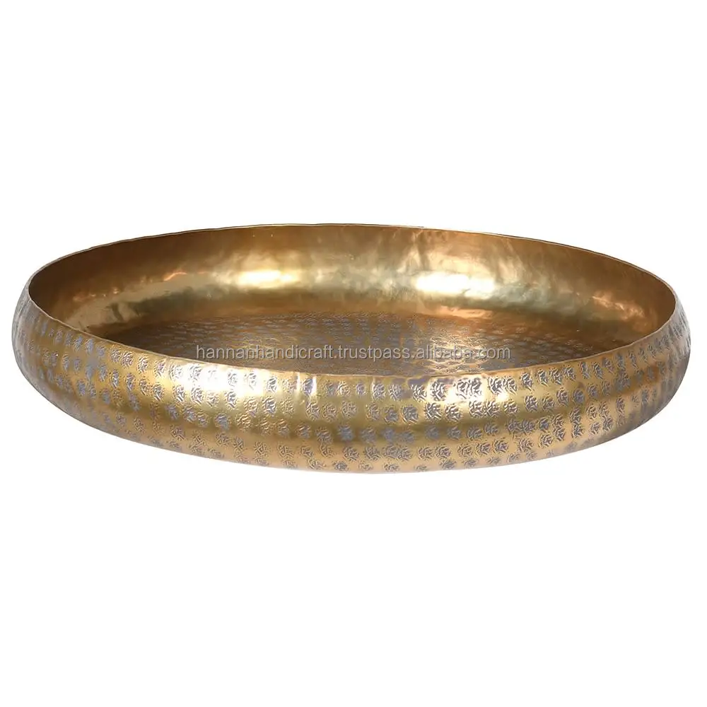 Silver Plated Brass Serving Tray with Brass Plate Etched Tray Claw Footed Pierced Sides Large Oval For Use Home And Hotel