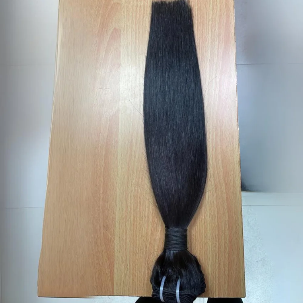 Cheap Indian straight natural machine double weft Bundles cuticle aligned unprocessed silky natural color human hair