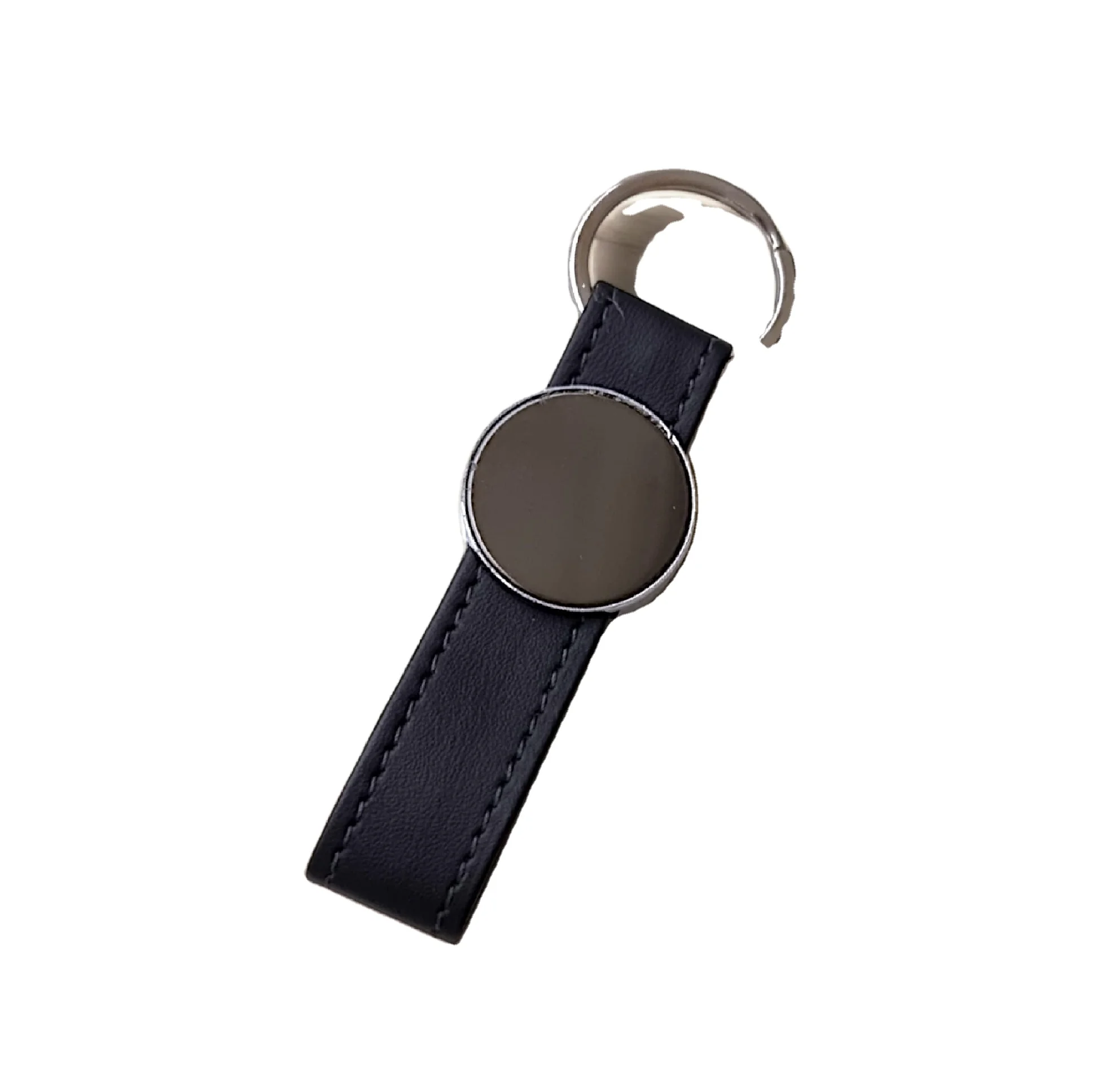 Stylish Hook Locking Silver Metal Leather Carabiner Double Ring Hook Metal Key Chain for Men & Women