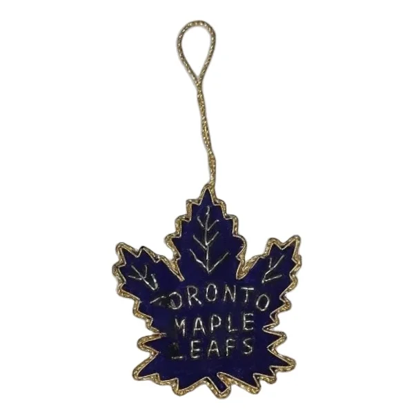 Leaf Shape Handmade Zari Embroidery Hanging Ornaments For Home Decoration And Christmas Tree Decorative Purpose Manufacturing