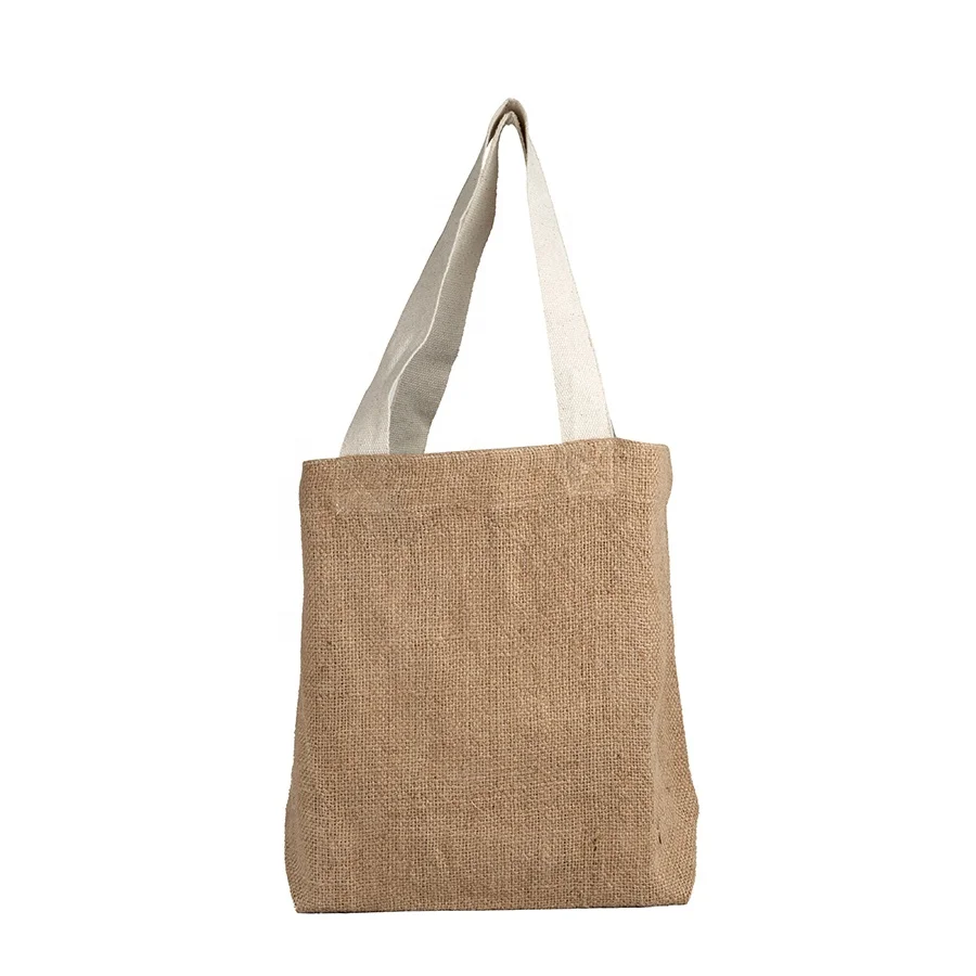 Sisal Tote Bag Hessian shopper NP Full Gusseted Cotton Strap Handle Double Washed Gunny 100% Jute 100% Handmade in Nepal Solid