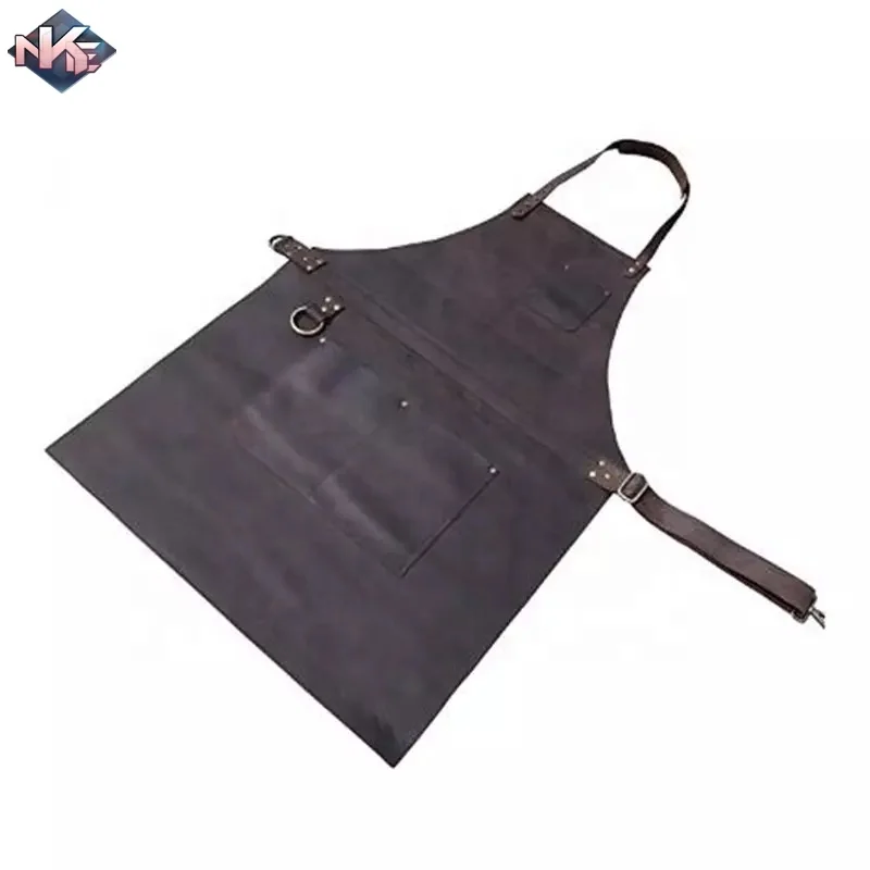 Leather Kitchen Apron Leather Apron with Pockets for Barber with Adjustable Belt Loops Unisex Apron for House Clean