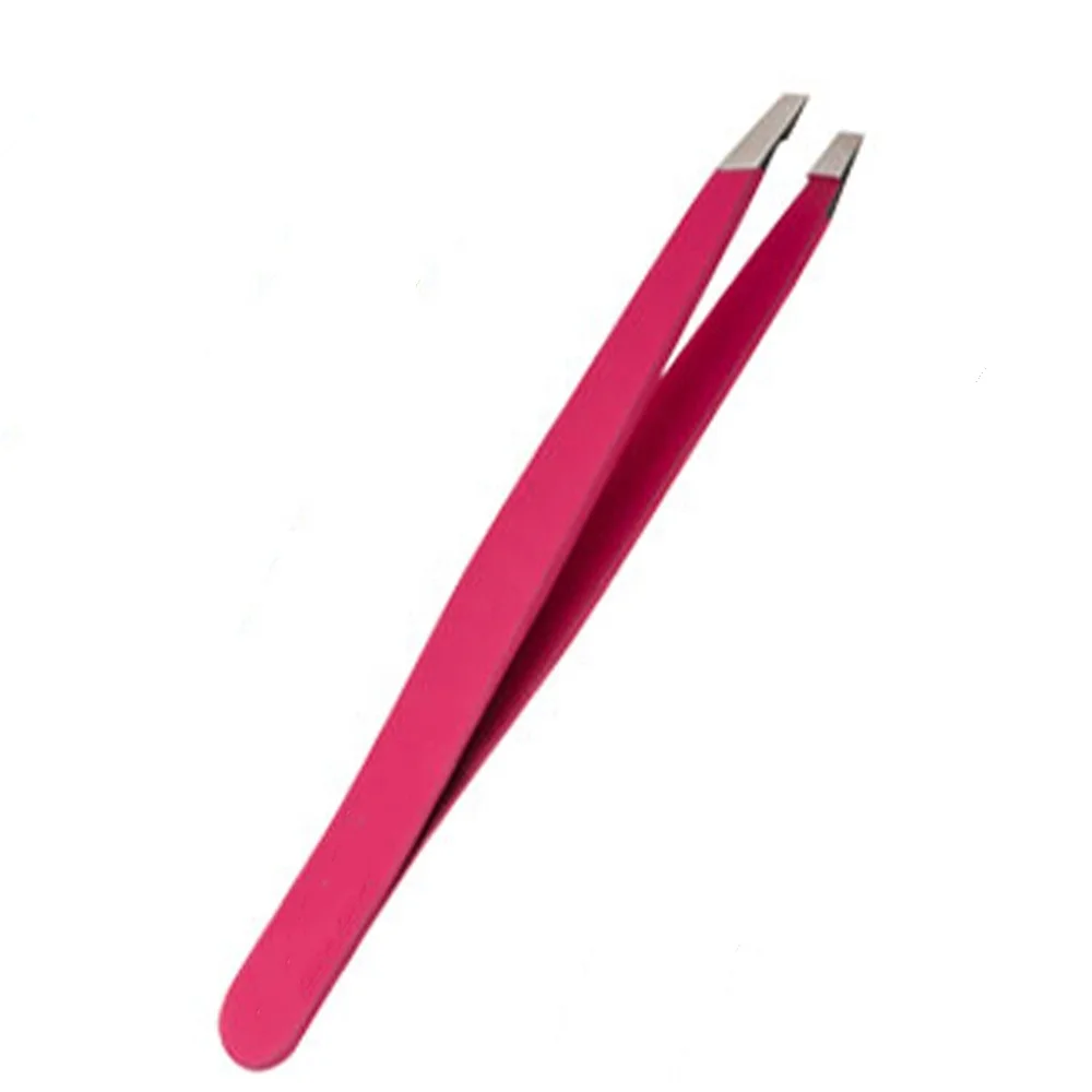 Small MOQ custom professional eyebrow clip stainless steel tweezers black