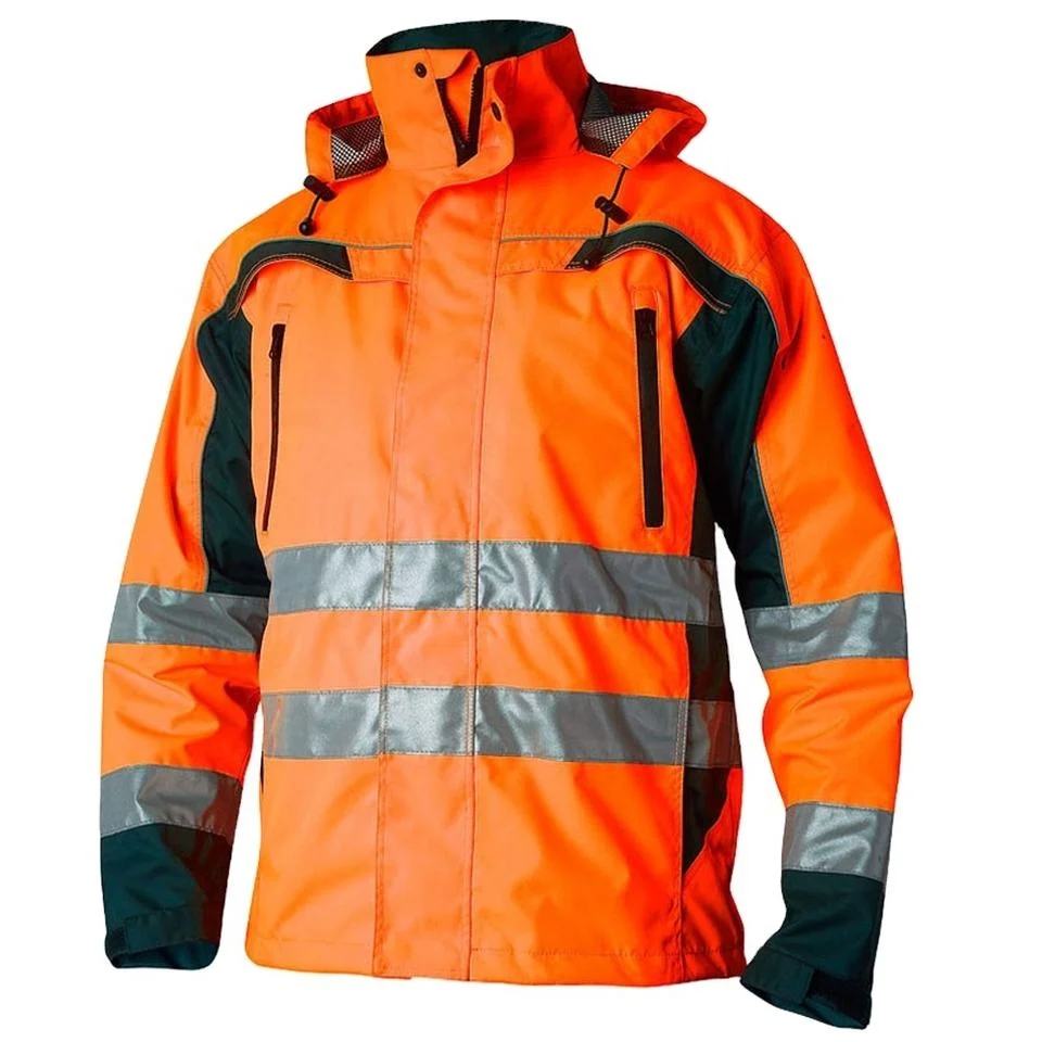 Safety Jacket High Quality Stand Collar\ 2 Color Safety Functional Multi-pockets Anti-pilling Reflection Hi-vis Workwear Jacket