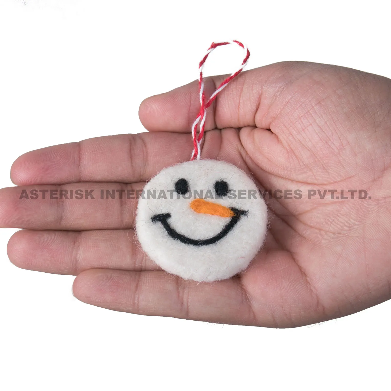 Winter Holiday Felt Snowman Face Christmas Home Decor Ornament Wool Felt Shapes Snowman Handmade In Nepal
